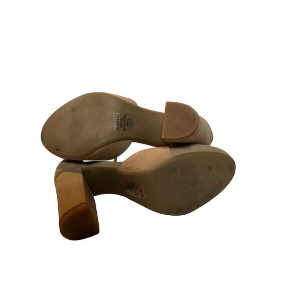 Comfort 7.5 Beige Tan Nude Kaili Leather Ankle Strap Block Heel Dress Pump Work - Picture 7 of 12